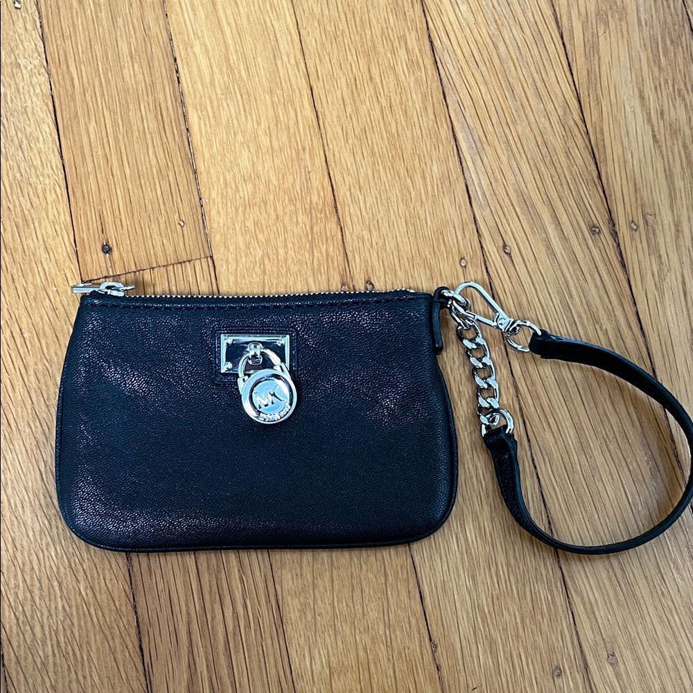 Michael Kors Black Leather Chain Wristlet